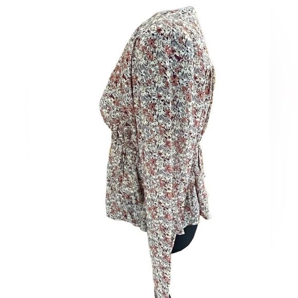 ENTRO v neck empire style top, lined, with chiffon floral overlay, size S - Picture 3 of 7